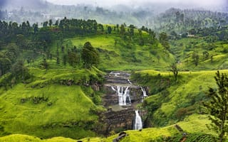 Картинка водопад Сент-Клер, Шри-Ланка, горы