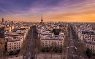 Картинка Париж, город, восход солнца