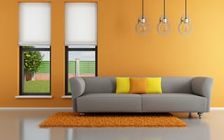 Картинка Минималистичный интерьер оранжевой комнаты