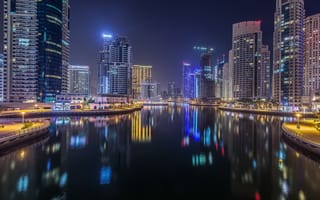 Картинка Dubai Marina by night, Дубай, Объединенные Арабские Эмираты