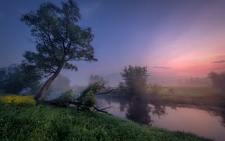 Картинка Рассвет на Истре, река, Россия