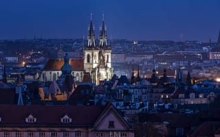 Картинка ночные города, Прага, Пражский Град