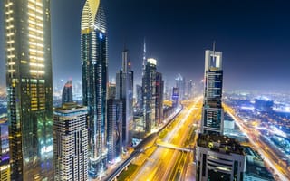 Картинка Ночной город, ночные города, Дубай ОАЭ ночь