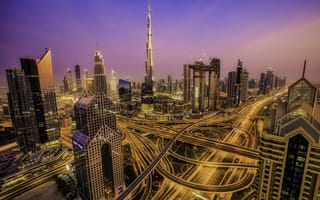 Картинка Ночной город, ОАЭ ночь, Дубай