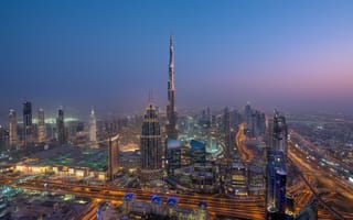 Картинка Дубай ОАЭ ночь, Небоскребы, освещение
