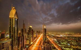 Картинка архитектура, освещение, Дубай ОАЭ ночь