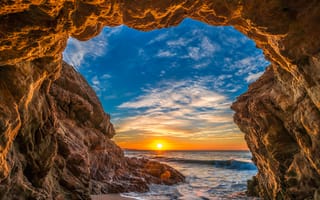 Картинка Sea Cave, пейзаж, Калифорния