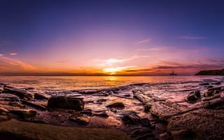 Картинка побережье Нортумберленда, Англия, маяк Уитли Бэй