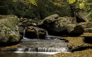 Картинка осенний водопад, природа, осенние листья