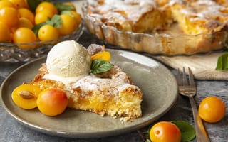 Картинка шарики, желтый, мороженое, Elenawein, десерт, пирог, Мирабель, слива