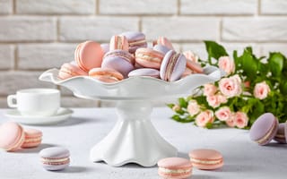 Картинка розы, букет, французский, viewfrommypoint, печенье, лавандовый, макаруны, розовые