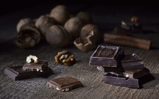 Картинка шоколад, корица, грецкий орех