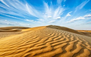 Картинка облака, Раджастан, Тар, песок, Индия, пустыня, бархан