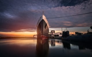 Картинка Long Beach, ship, Queen Mary, ghost ship