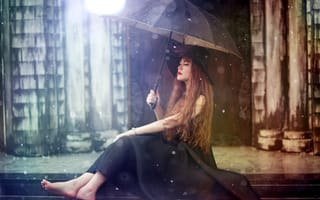 Картинка девушка, азиатка, зонт