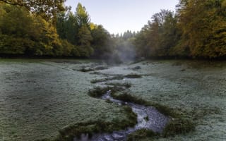 Картинка природа, туман, речка