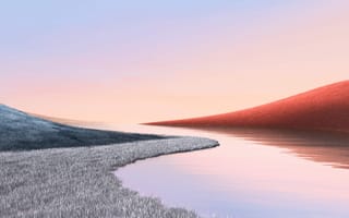 Картинка небо, озеро, холмы, windows