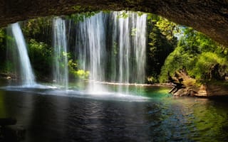 Картинка водопад, поток, панорама