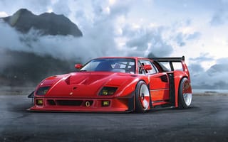 Картинка Ferrari, F40, by Khyzyl Saleem, Car, Concept, Red