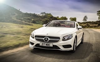 Картинка Mercedes-Benz, speed, дорога, white, road, Cabriolet, car, авто, S 500, AMG line