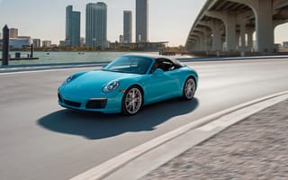 Картинка Porsche, 911, Carrera S, car, Cabriolet, авто, city, road, бирюзовый, кабриолет