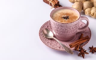 Картинка чай, молоко, корица, анис, Angelika Mostova, имбирь, чашка