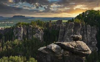 Картинка пейзаж, природа, Эльбские Песчаниковые горы, леса, Саксонская Швейцария, Бастай