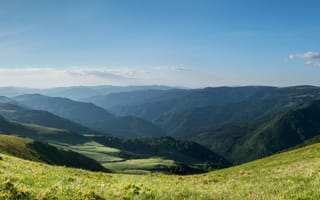 Картинка Болгария, облакаTodorka, луга, небо, Pirin Mountains, горы, солнце, поля