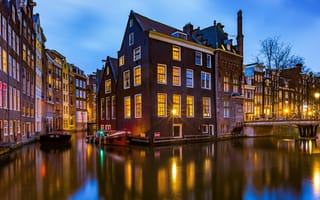 Картинка мост, канал, Амстердам, Amsterdam, дома, здания, Нидерланды, Netherlands