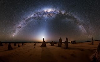 Картинка Луна, zodiac light, Moon, Australia, Австралия, Milky Way, Млечный путь, зодиакальный свет, Michael Goh