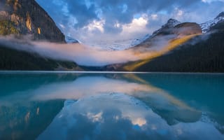 Обои облако, отражение, Канада, Национальный парк Банф, Альберта, горы, озеро Луиз