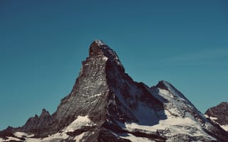 Картинка зима, небо, скалы, Альпы, Швейцария, снег, природа, Маттерхорн, горы