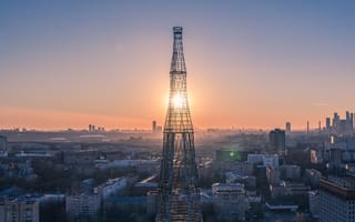 Картинка солнце, город, Сергей Полетаев, Sergei Poletaev, башня