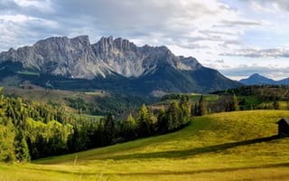 Картинка деревья, горы, Южный Тироль, Доломитовые Альпы, Италия, Italy, панорама, South Tyrol, Dolomites, долина