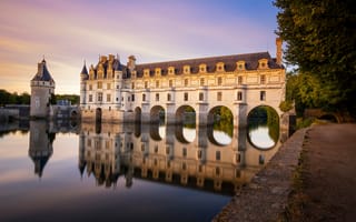 Картинка отражение, река, France, Замок Шенонсо, Loire Valley, Франция, замок, Château de Chenonceau, Долина Луары, Река Шер, Cher River