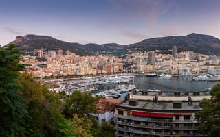 Картинка горы, здания, гавань, яхты, Порт Геркулес, Monte Carlo, Monaco, порт, Port Hercules, дома, Монако, Монте-Карло