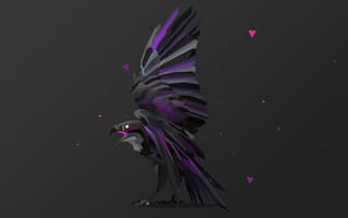 Картинка птица, ворон, computer art, raven, взмах крыльев, bird, темно-серый, fractal art