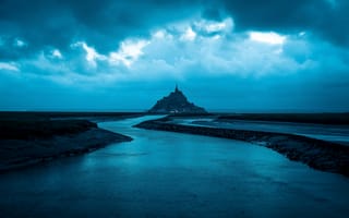 Картинка море, облака, castle, sea, blue sky, clouds, замок, beautiful landscape