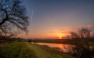 Картинка утро, рассвет, Чичестер, Англия, река Арун