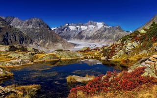 Картинка осень, горы, Швейцария, Berg Lake, озеро, Bernese Alps, Switzerland, Бернские Альпы