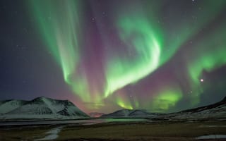 Картинка горы, ночь, Snæfellsnes Peninsula, весна, By Conor MacNeill, звезды, Исландия, Март, северное сияние