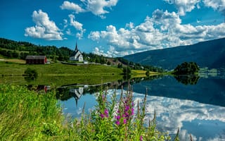 Картинка горы, Норвегия, церковь