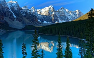 Картинка лес, горы, Канада, Alberta, Canada, Banff National Park, Альберта, озеро