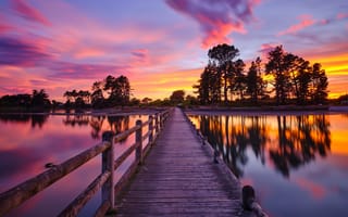 Картинка закат, мост, природа