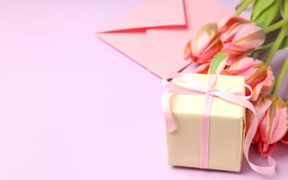 Картинка цветы, подарок, flowers, 8 марта, happy, букет, pink, тюльпаны