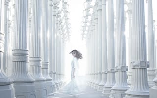 Картинка взгляд, девушка, прозрачный, рендеринг, волосы, поза, свет, полосы