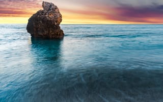 Картинка скала, Lefkada, Milos Beach, island, океан, Greece, рассвет