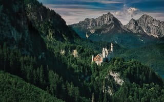 Картинка Горы, Скалы, Лес, Замок, Бавария, Германия, Деревья, Germany