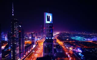 Картинка ночь, city, lights, night, Дубай, Dubai, огни, город