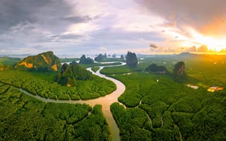 Картинка море, Тайланд, Mangrove forest, остров Адаман, мангровые леса, Thailand, Sea, Bay Andaman